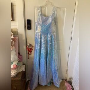 Tease Irridescent Sky Blue Sequin Gown